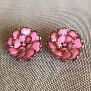 Heart Flower Clip Earrings